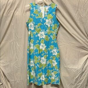 Chadwicks Blue and Green Floral Midi Dress